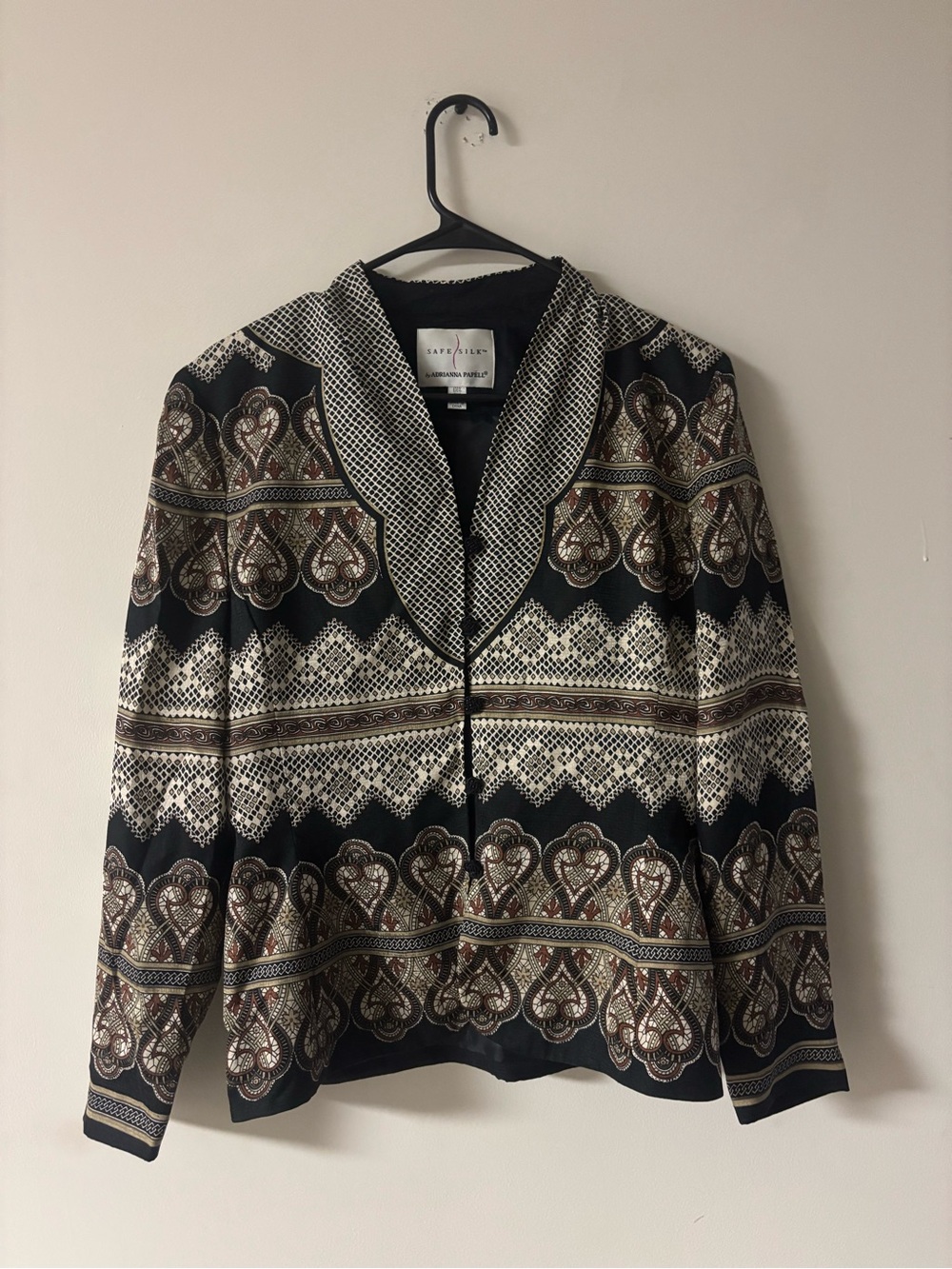 Adrianna Papell Safe Silk 100% Silk Paisley Blouse Top Size 6 Vintage